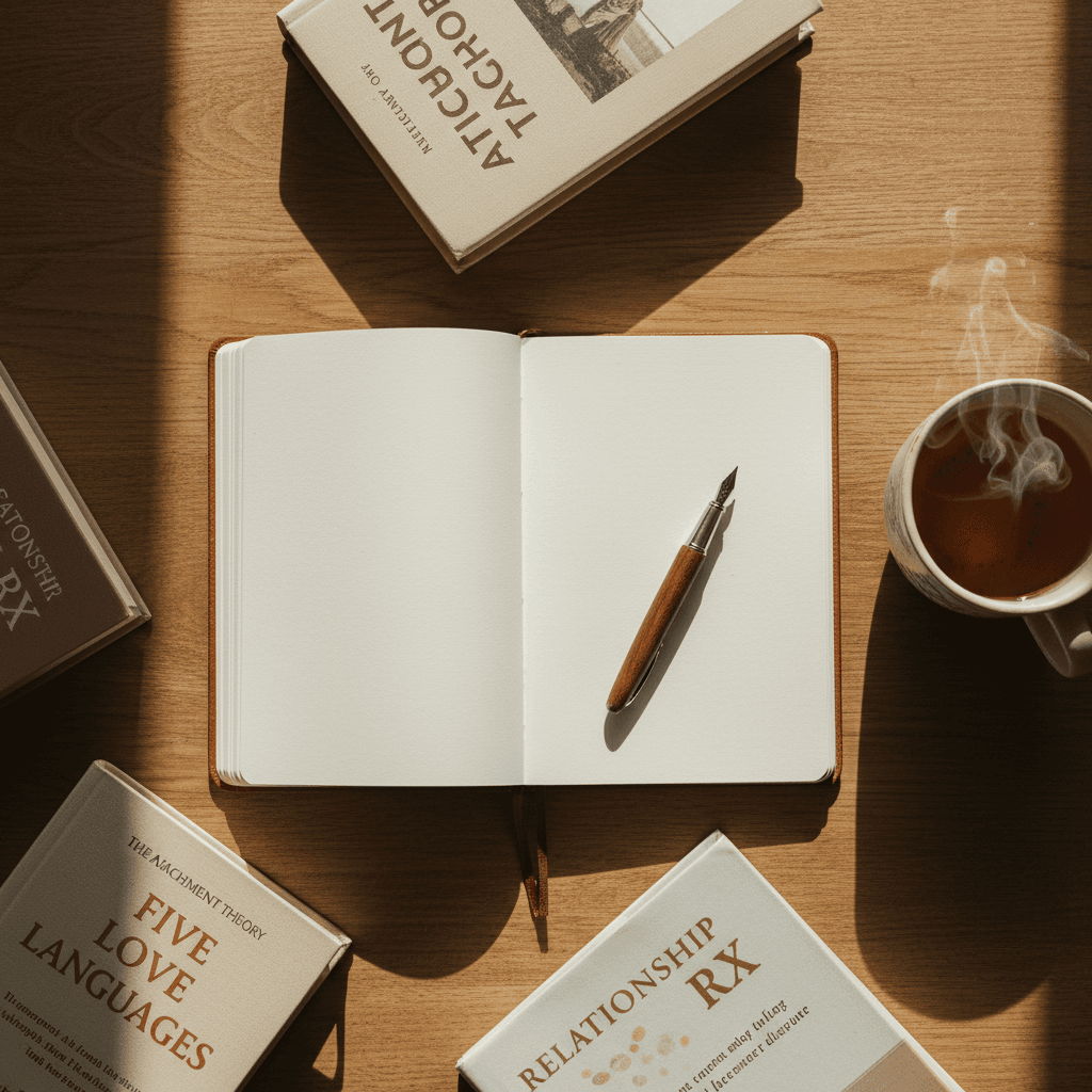 Journal and relationship resources on a desk