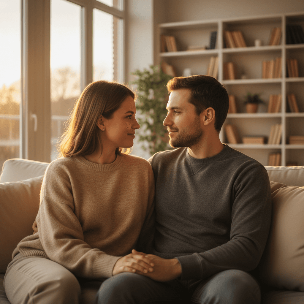 Couple having meaningful conversation