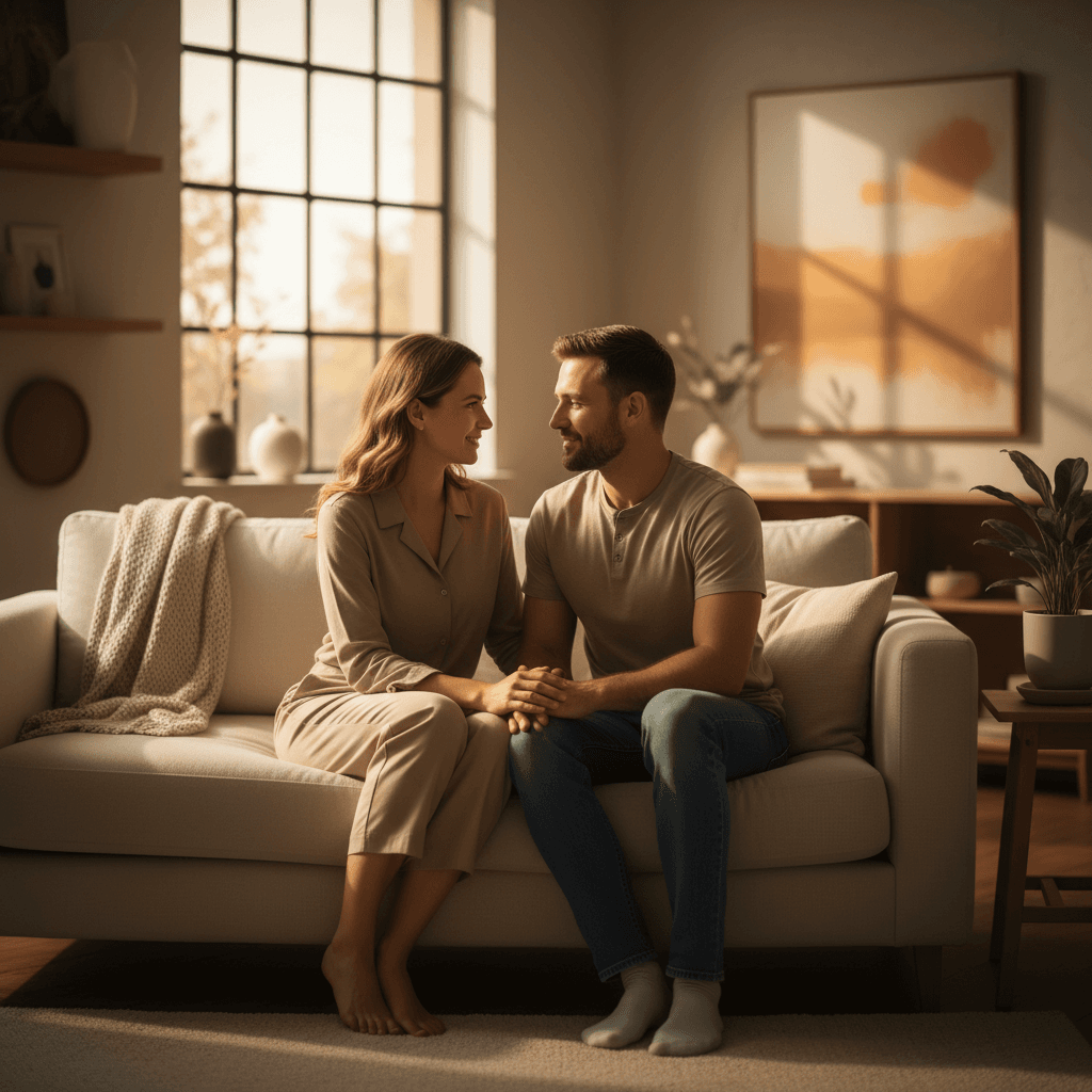 Couple having a genuine conversation