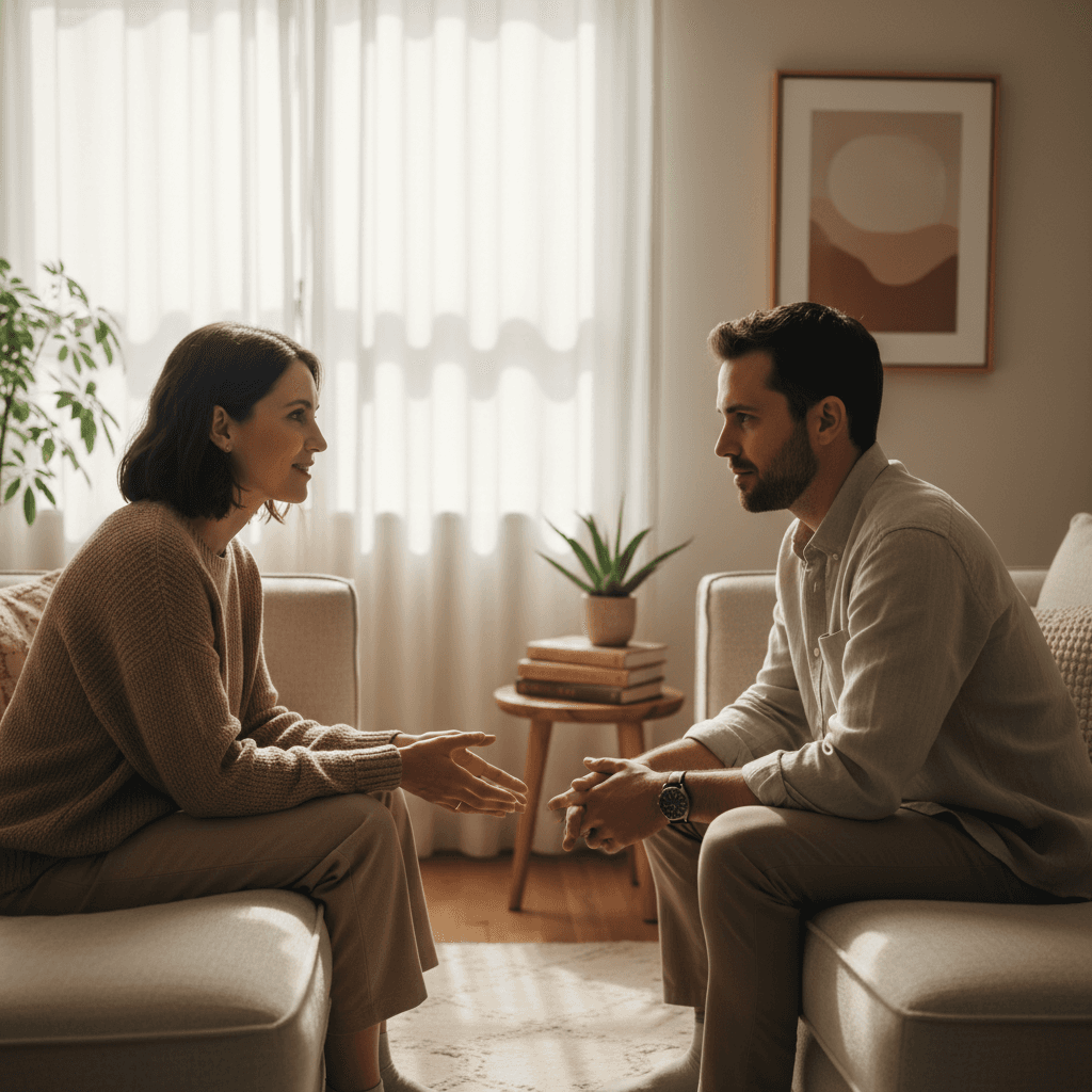 Couple having meaningful conversation