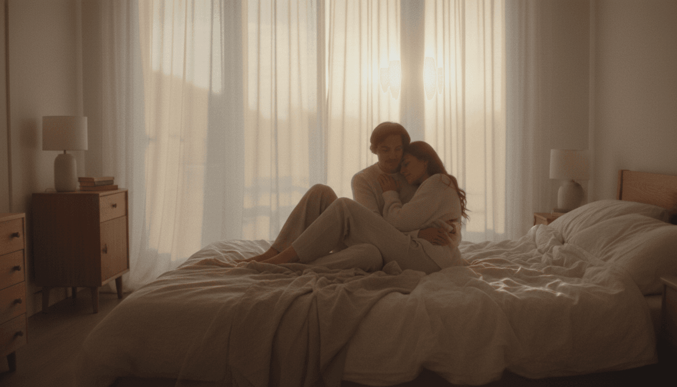 Couple embracing with warmth and emotional closeness