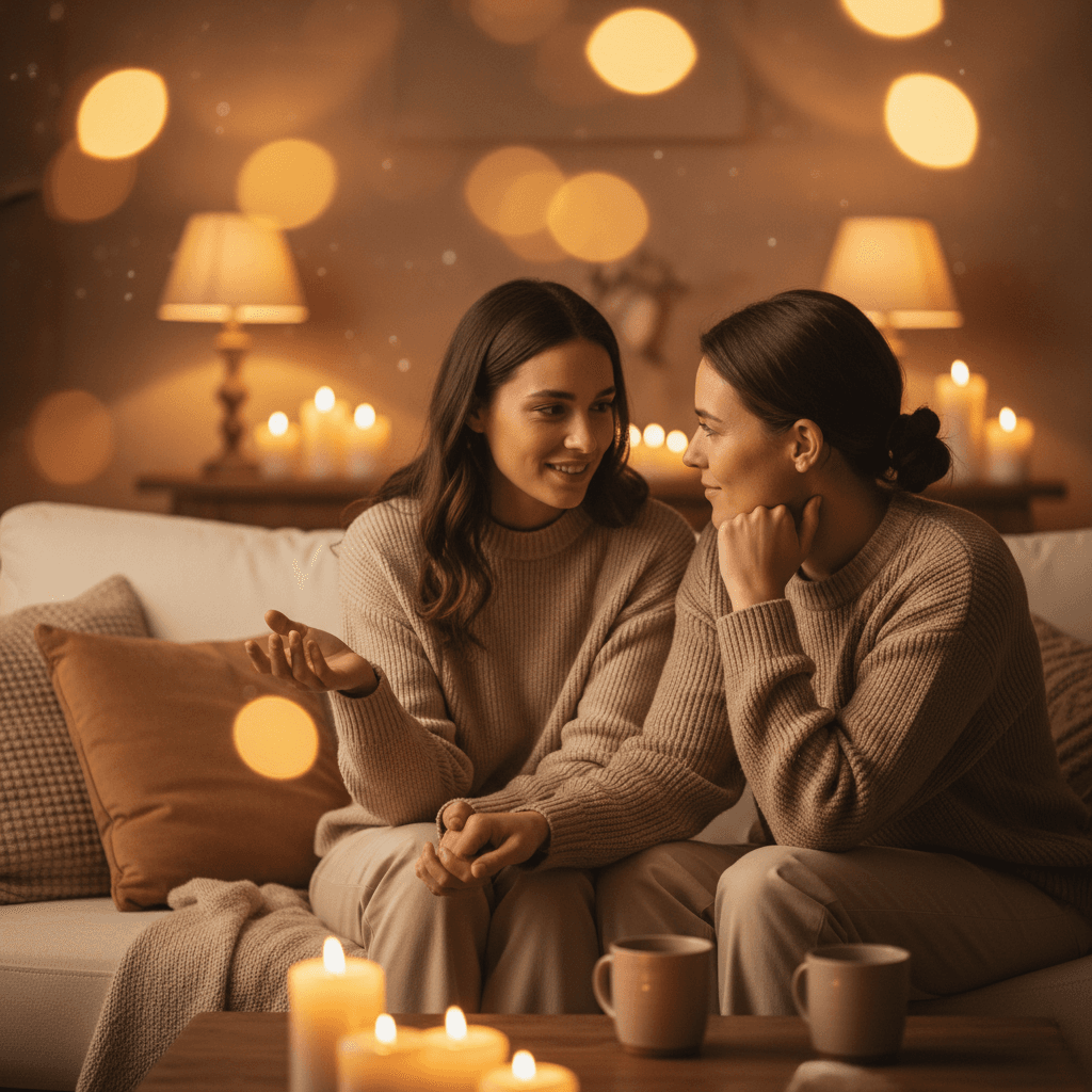 Couple having a genuine conversation together